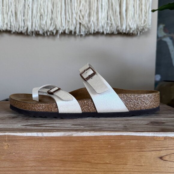 Birkenstock Mayari Graceful Pearl Irredescent Vegan Criss Cross Thong Sandal - Picture 9 of 14